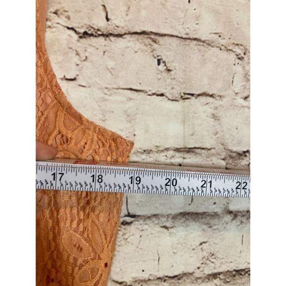 Sharango Dress Womens 16 Peach Orange All Over Lace Embroidery Midi Romantic - Picture 8 of 13